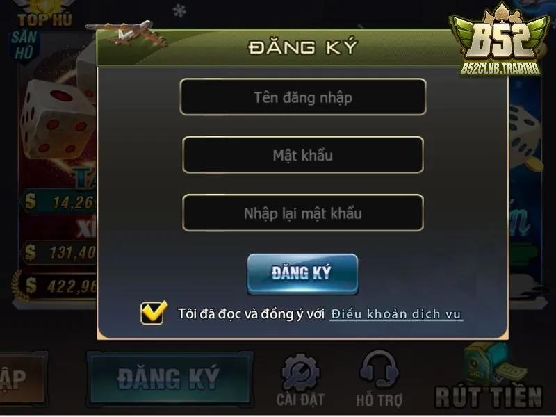 giao dien man hinh b52 club Giao diện màn hình Đăng Ký B52 Club