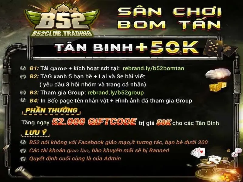 khuyen mai b52 club cho tan binh Khuyến mãi B52 Club cho tân binh