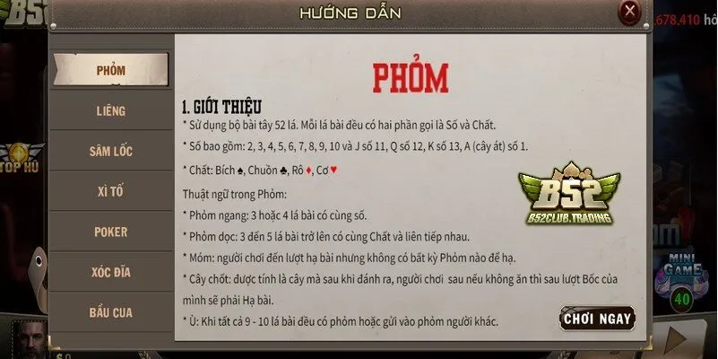 luat choi phom tai b52 club Luật chơi Phỏm tại B52 Club